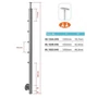 Poteau inox avec ancrage mural, tube rond, 5 support de barre transversale (Ø12mm) et support de main courante (AISI 304), différentes dimensions