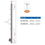 Poteau inox avec ancrage mural, tube rond, 5 supports de barre traversante (Ø12 mm) et support de main courante (AISI 316), différentes dimensions