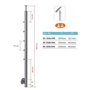 Poteau inox avec ancrage mural, tube rond 5 supports de barre traversante (Ø12 mm) et support de main courante avec joint (AISI 304), différentes dimensions