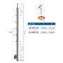 Poteau inox avec ancrage mural, tube rond, 5 supports de barre traversante (Ø12 mm) et support de main courante avec joint (AISI 316), différentes dimensions
