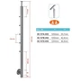 Poteau inox avec ancrage mural, tube rond, 5 supports de barre traversante (Ø10 mm) et support de main courante (AISI 304), différentes dimensions