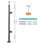 Poteau inox fin avec ancrage au sol, tube rond, rosace de couverture, 2 pinces à verre et support de main courante (AISI 304), différentes dimensions