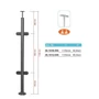 Poteau inox avec ancrage au sol, tube rond, rosace de couverture, 4 pinces à verre et support de main courante (AISI 304), différentes dimensions
