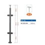 Poteau inox avec ancrage au sol, tube rond, rosace de couverture, 4 pinces à verre et support de main courante (AISI 316)