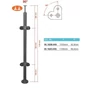 Poteau inox avec ancrage au sol, tube rond, rosace de couverture, 4 pinces à verre et support de main courante (AISI 304), différentes dimensions