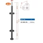 Poteau inox avec ancrage au sol, tube rond, rosace de couverture, 4 pinces à verre et support de main courante (AISI 316)