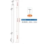 Poteau inox fin avec ancrage mural, tube rond, 2 pinces à verre et support de main courante (AISI 316)