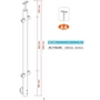 Poteau inox avec ancrage mural, tube rond, 4 pinces à verre et support de main courante (AISI 304), différentes dimensions