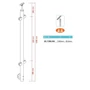 Poteau inox avec ancrage mural, tube rond, 4 pinces à verre et support de main courante avec joint (AISI 304), différentes dimensions