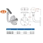 Support de main courante pour tube rond, articulé, inox (AISI 316), différentes dimensions