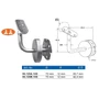 Support de main courante pour tube rond, articulé, avec rosace de couverture, inox (AISI 316), différentes dimensions