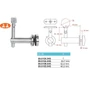 Support de main courante pour tubes ronds et carrés, à fixer sur du verre ou du bois, articulé, réglable en hauteur, inox (AISI 304), différentes dimensions