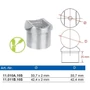 Support de main courante et connecteur pour tube rond, pour tube rond, inox (AISI 316), différentes dimensions