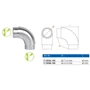 Coude 90°, inox (AISI 316), différentes dimensions