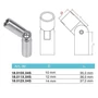 Raccord de barres orientable, inox (AISI 304), différentes dimensions