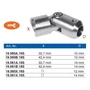Support de barre orientable à fixer sur tube rond ou carré, inox (AISI 316), différentes dimensions