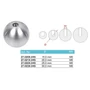 Boule pleine avec trou borgne fileté, inox (AISI 304), différentes dimensions