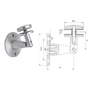 Fixation panneau de verre, pièce murale, rond, inox (AISI 304)
